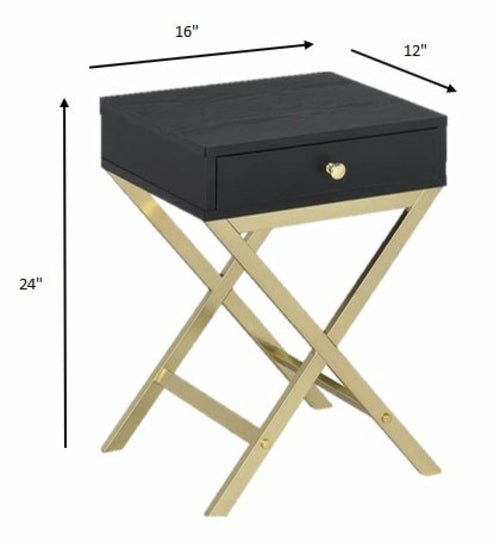 Sleek White and Brass End or Side Table