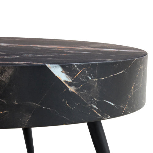 LuxeHome™ – 31.5" Black Marble Round Coffee Table with Adjustable